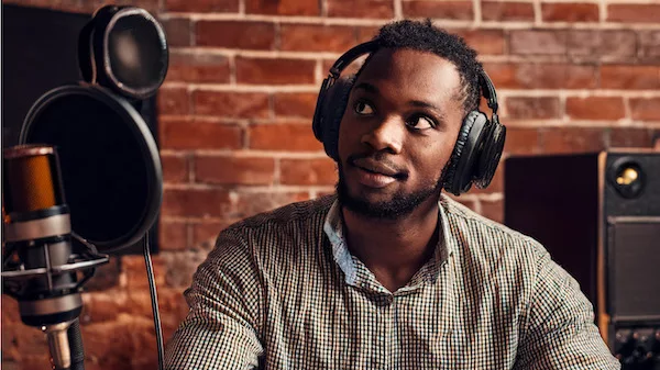 artist in recording studio