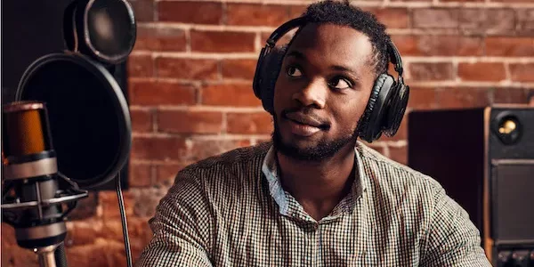 artist in recording studio