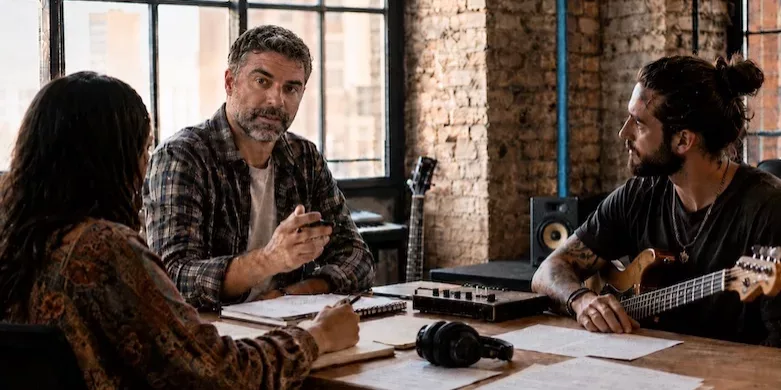 producer jamison meeting with artists